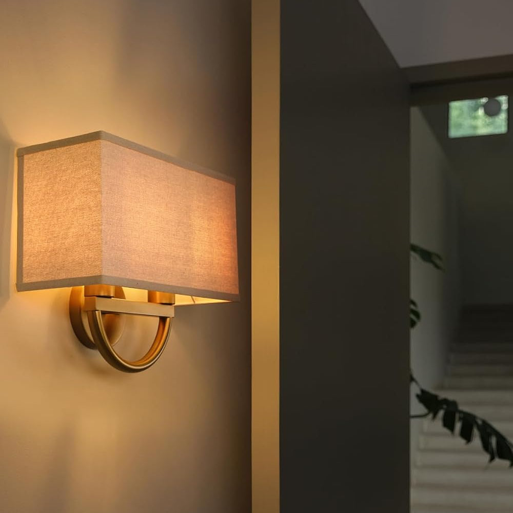 14 Inch Antique Brass Square Linen Sconce