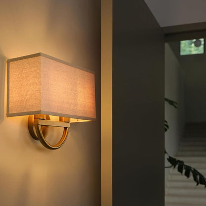 14 Inch Antique Brass Square Linen Sconce