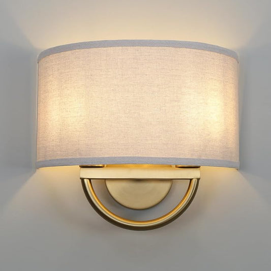16 Inch Antique Brass Linen Wall Sconce