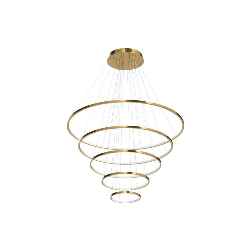 39 Inch Modern 5-Ring Gold LED Dimmable Chandelier