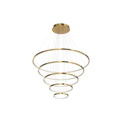 39 Inch Modern 5-Ring Gold LED Dimmable Chandelier