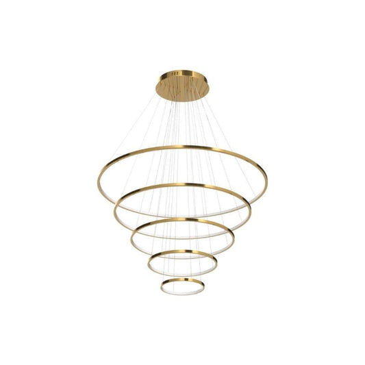 39 Inch Modern 5-Ring Gold LED Dimmable Chandelier