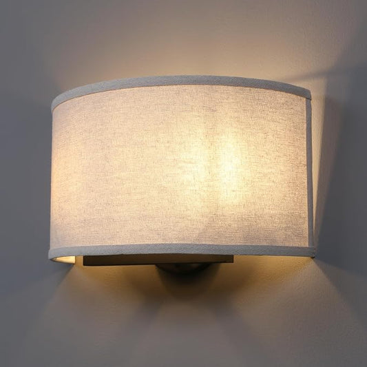 13 Inch Boho Brass Linen Wall Sconce