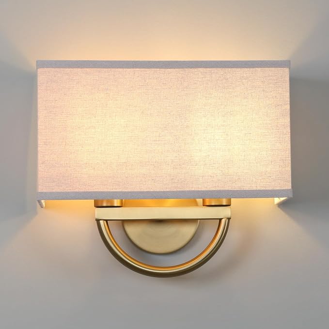 14 Inch Antique Brass Square Linen Sconce