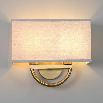 14 Inch Antique Brass Square Linen Sconce