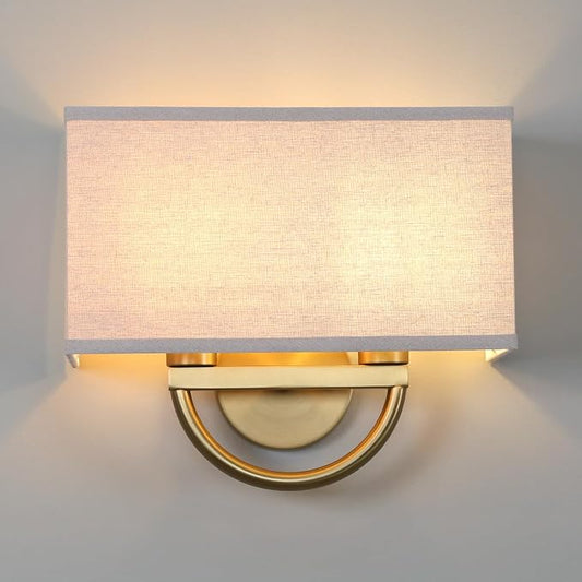 14 Inch Antique Brass Square Linen Sconce
