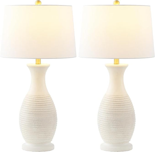 30 Inch Bone Resin Table Lamp Set of 2