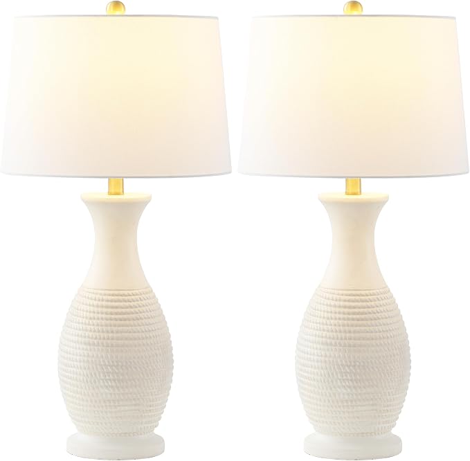 30 Inch Bone Resin Table Lamp Set of 2