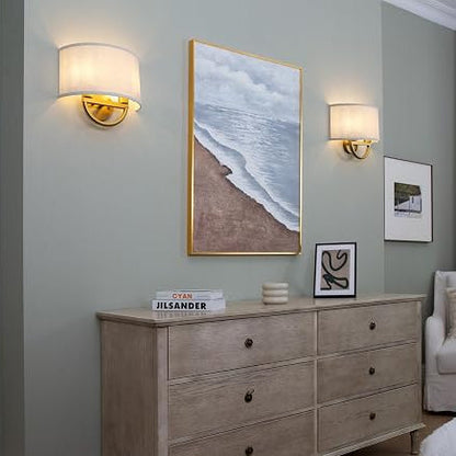 16 Inch Antique Brass Linen Wall Sconce