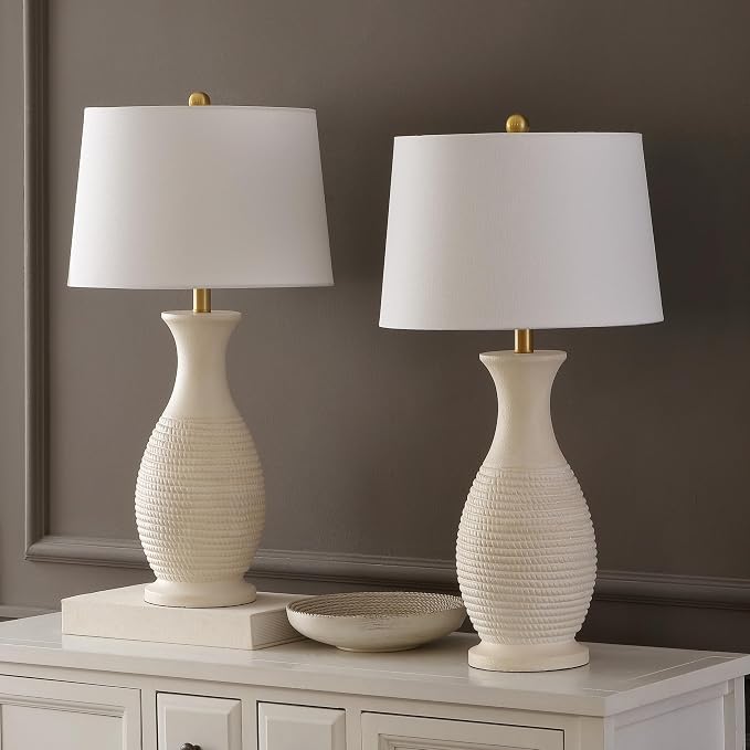 30 Inch Bone Resin Table Lamp Set of 2