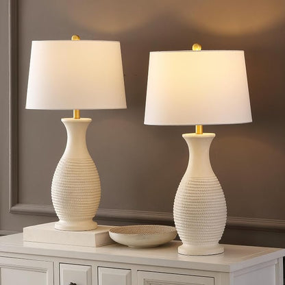 30 Inch Bone Resin Table Lamp Set of 2
