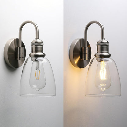 14 Inch Brushed Clear Glass Wall Sconce