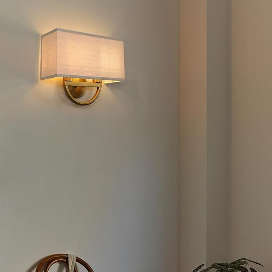 14 Inch Antique Brass Square Linen Sconce