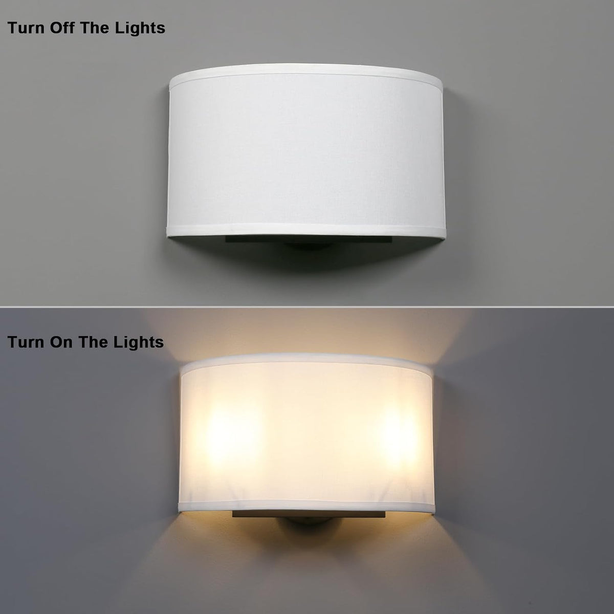 13 Inch Brass White Fabric Wall Sconce