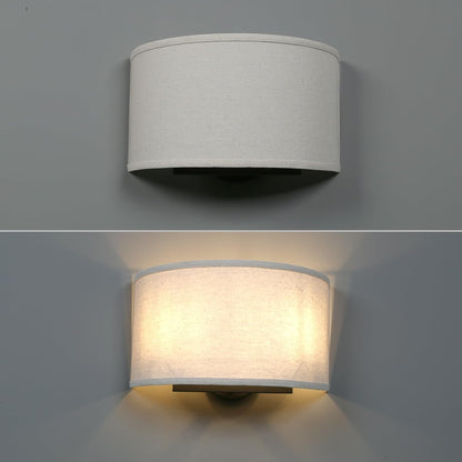13 Inch Boho Brass Linen Wall Sconce