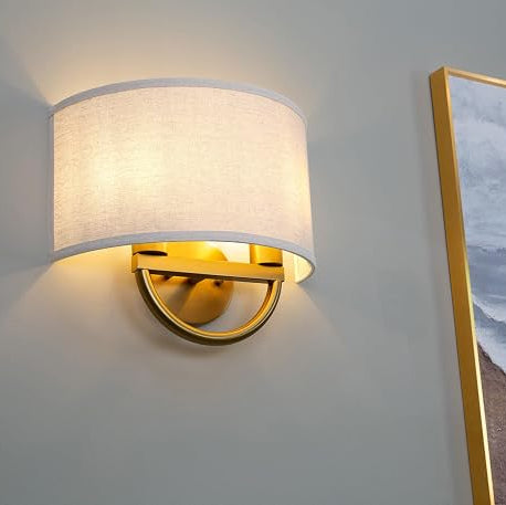 16 Inch Antique Brass Linen Wall Sconce