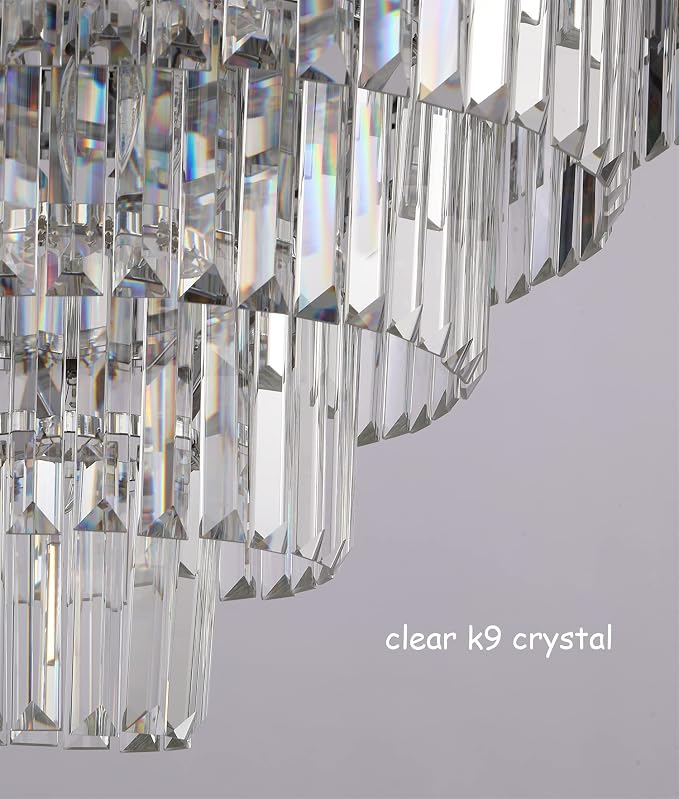 27.5 Inch Modern 5-Tier Chrome Crystal Chandelier