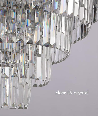 27.5 Inch Modern 5-Tier Chrome Crystal Chandelier