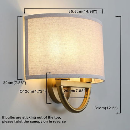 16 Inch Antique Brass Linen Wall Sconce