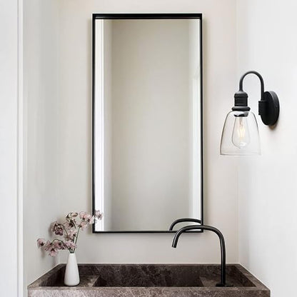 14 Inch Black Industrial Glass Wall Sconce