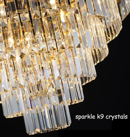 27.5 Inch Modern 5-Tier Gold Crystal Chandelier