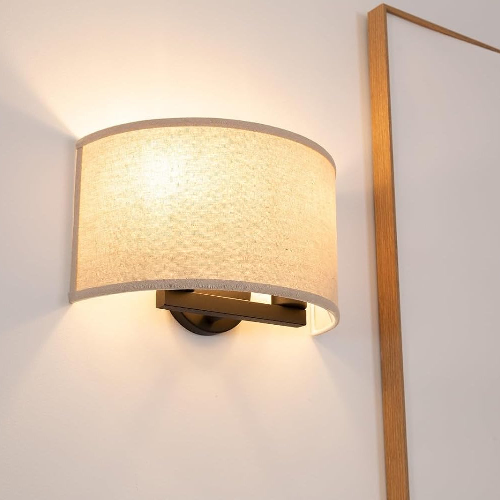 13 Inch Boho Brass Linen Wall Sconce