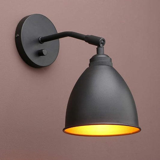 7 Inch Black Oval Metal Wall Sconce with Switch